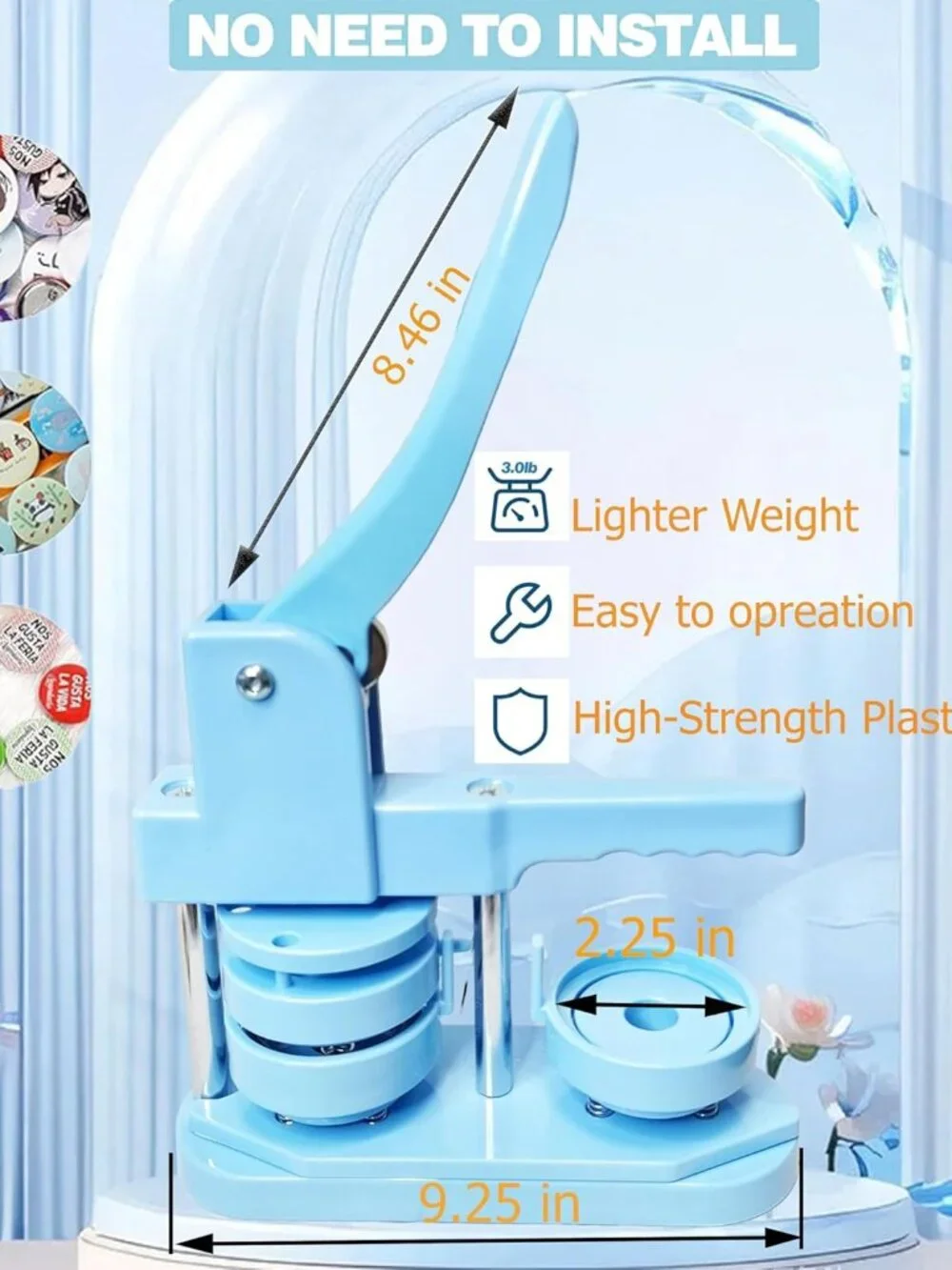 Button Maker Machine, Button Pin Maker 3rd Gen Installation-Free DIY, Button Pre - Picture 2 of 6